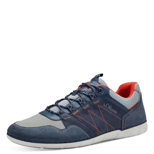 s.Oliver Herren Sneaker flach mit Gummizug Vegan, Blau (Navy Comb.), 41 von s.Oliver