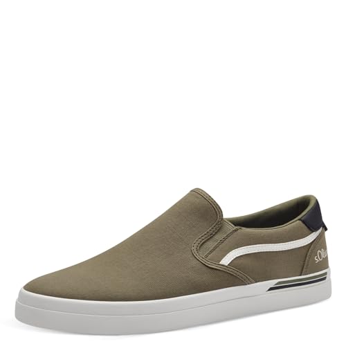 s.Oliver Herren Sneaker flach aus Stoff Slip-On, Grün (Khaki), 40 von s.Oliver