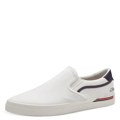 s.Oliver Herren Sneaker flach aus Stoff Slip-On, Weiß (White), 40 von s.Oliver