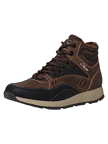 s.Oliver Herren Sneaker hoch mit Fütterung Winter mit Schnürsenkeln und Reißverschluss Braun (Brown Comb.), 41 von s.Oliver