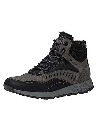 s.Oliver Herren Sneaker hoch mit Fütterung Winter mit Schnürsenkeln und Reißverschluss Schwarz (Black Comb.), 41 von s.Oliver