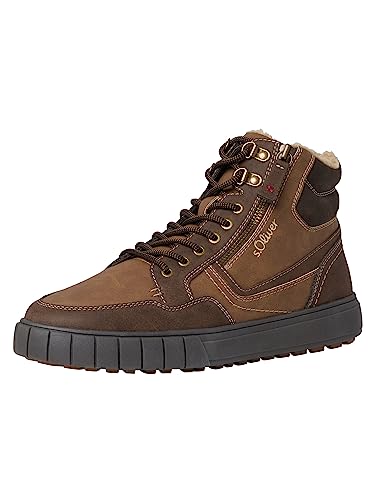 s.Oliver Herren Sneaker hoch mit Fütterung Winter mit Schnürsenkeln und Reißverschluss Braun (Brown Comb.), 41 von s.Oliver