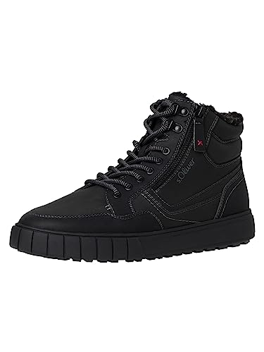 s.Oliver Herren Sneaker hoch mit Fütterung Winter mit Schnürsenkeln und Reißverschluss Schwarz (Black), 44 von s.Oliver