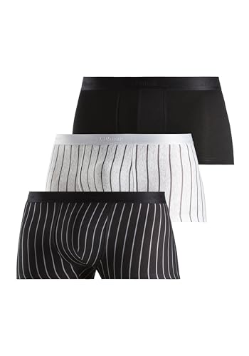 s.Oliver Herren 78609150 Boxershorts, schwarz+grau meliert+steifen, M (3er Pack) von s.Oliver