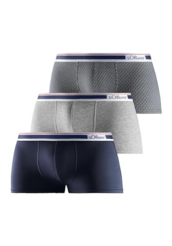 s.Oliver Herren MH-31H_LS Boxershorts, Navy+grau meliert+AOP, S (3er Pack) von s.Oliver