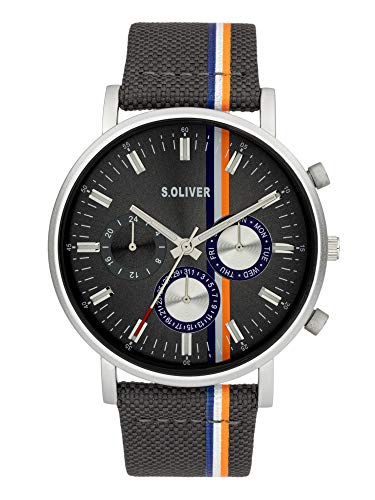 s.Oliver Herren Analog Quarz Uhr mit Gewebe Armband SO-3990-LM von s.Oliver