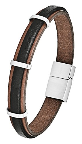 s.Oliver Herren-Armband Magnetverschluss Edelstahl Leder 21 cm - 566629 von s.Oliver