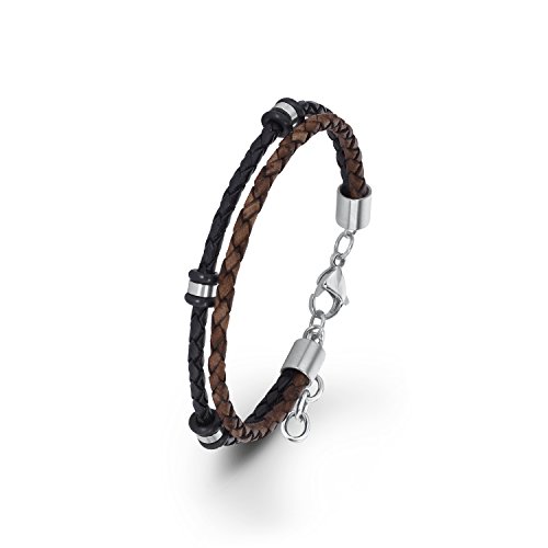 s.Oliver Herren-Armband mehrreihig verstellbar Edelstahl Leder 22 cm - 566728 von s.Oliver