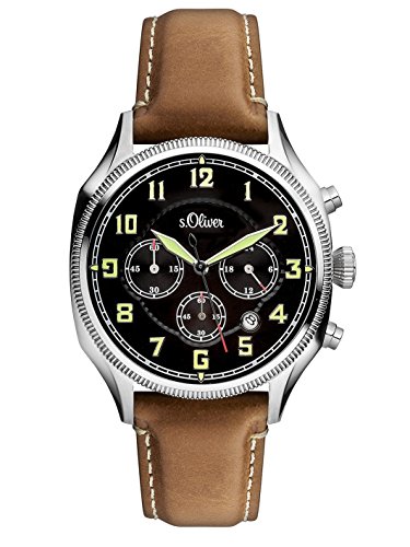 s.Oliver Herren-Armbanduhr Chronograph Quarz Leder SO-3180-LC von s.Oliver