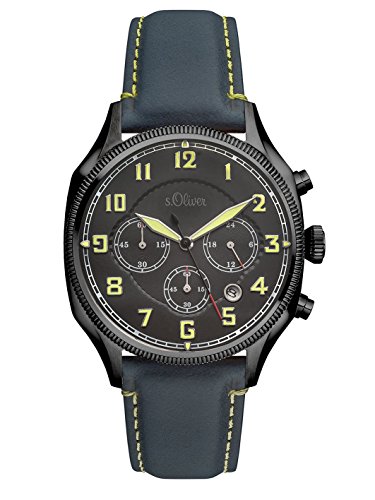 s.Oliver Herren-Armbanduhr Chronograph Quarz Leder SO-3181-LC von s.Oliver
