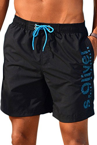 s.Oliver Herren Badeshorts, Schwimmshorts, schwarz, orange (L(52), Schwarz) von s.Oliver