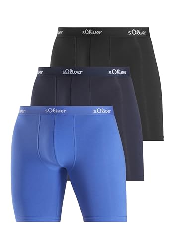 s.Oliver Herren Boxershorts, 3er Pack, Lange Passform, blau von s.Oliver