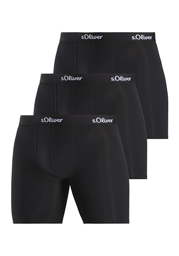 s.Oliver Herren Boxershorts, 3er Pack, Lange Passform, schwarz von s.Oliver