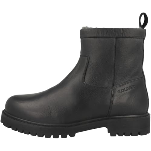 s.Oliver Herren Chelsea Boots aus Leder Gefüttert, Schwarz (Black), 43 EU von s.Oliver