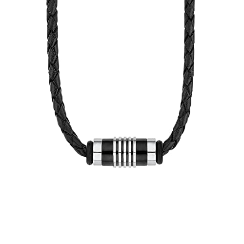 s.Oliver Halsband Edelstahl Leder Herren Halsschmuck, 47+3 cm, Bicolor, Kommt in Schmuck Geschenk Box, 2012595 von s.Oliver