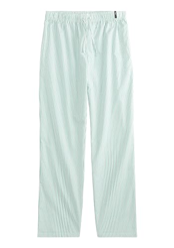 s.Oliver Herren Klassische Pyjamahose in grün-weiß-gestreift von s.Oliver