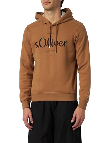 s.Oliver Herren Logo-Sweatshirt mit Kapuze Brown, L von s.Oliver