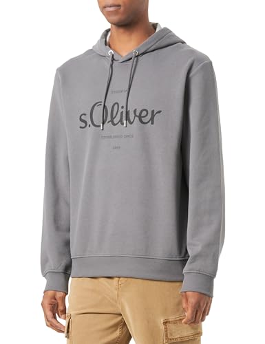 s.Oliver Herren Logo-Sweatshirt mit Kapuze Grey, M von s.Oliver