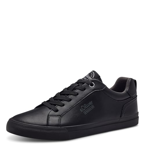 s.Oliver Herren Sneaker flach Low Top Bequem, Schwarz (Black Uni), 44 EU von s.Oliver