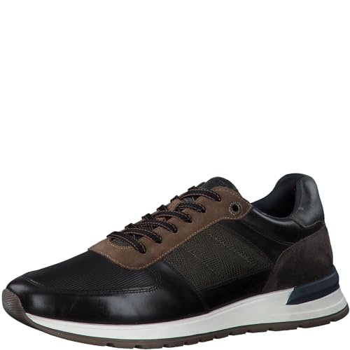 s.Oliver Herren Sneaker flach aus Leder Freizeit, Braun (Dark Brown Com), 41 EU von s.Oliver
