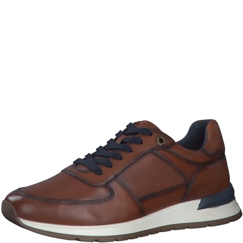 s.Oliver Herren Sneaker flach aus Leder Freizeit, Braun (Dark Cognac), 41 EU von s.Oliver
