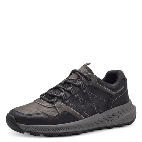 s.Oliver Herren Sneaker flach mit Schnürsenkeln Freizeit, Schwarz (Black Comb.), 44 EU von s.Oliver