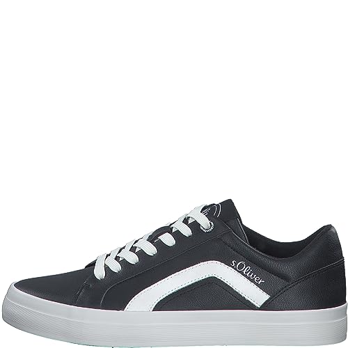 s.Oliver Herren Sneaker flach aus Kunstleder Freizeit Schwarz (Black), 40 von s.Oliver