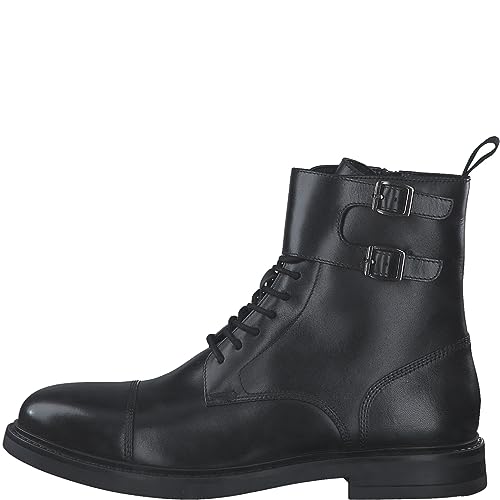 s.Oliver Herren Stiefeletten zum Schnüren aus Leder mit Schnallen Schwarz (Black), 44 von s.Oliver