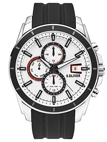 s.Oliver Herren Multi Zifferblatt Quarz Uhr mit Silikon Armband SO-3756-PM von s.Oliver