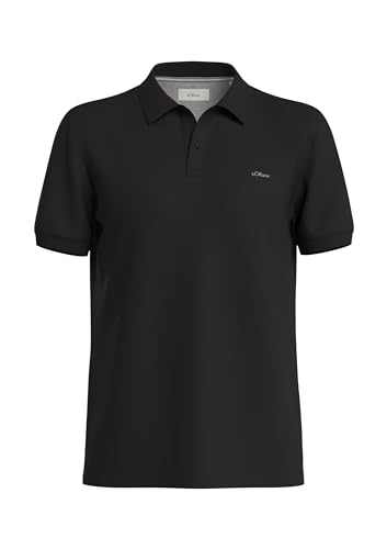 s.Oliver Herren Poloshirt Basic Piqué Baumwolle Knopfleiste Kragen (DE/NL/SE/PL, Alphanumerisch, M, Regular, Regular, Schwarz) von s.Oliver