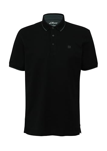 s.Oliver Herren Poloshirt Kurzarm mit Druckknöpfen (DE/NL/SE/PL, Alphanumerisch, L, Regular, Regular, Schwarz) von s.Oliver