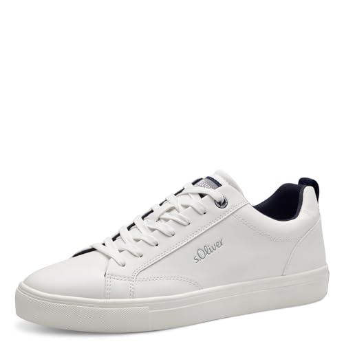 s.Oliver Herren Sneaker flach Bequem Vegan, Weiß (White), 41 von s.Oliver