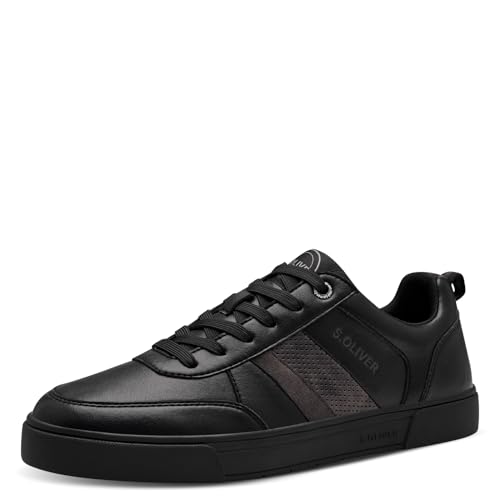 s.Oliver Herren Sneaker flach Low Top Vegan, Schwarz (Black), 42 EU von s.Oliver
