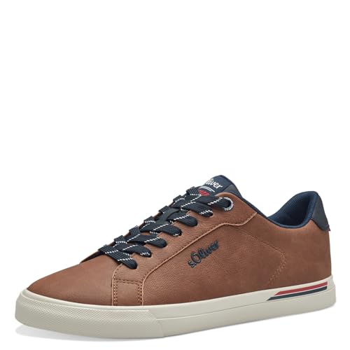 s.Oliver Herren Sneaker flach Zeitlos Bequem, Braun (Cognac), 41 von s.Oliver