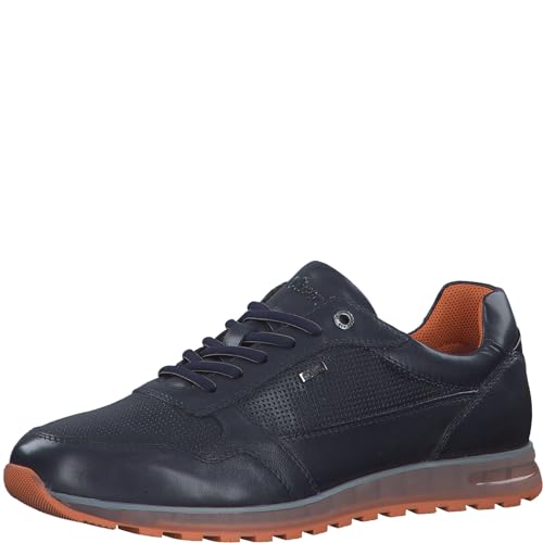 s.Oliver Herren Sneaker flach aus Leder Bequem, Blau (Navy), 43 EU von s.Oliver