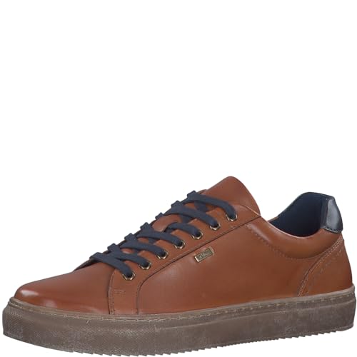 s.Oliver Herren Sneaker flach aus Leder zum Schnüren, Braun (Cognac), 41 von s.Oliver