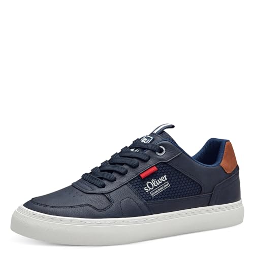 s.Oliver Herren Sneaker flach mit Jeans-Details Bequem, Blau (Navy), 43 von s.Oliver