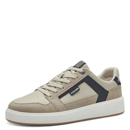 s.Oliver Herren Sneaker flach mit Schnürsenkeln Freizeit, Beige (Beige Comb), 45 EU von s.Oliver