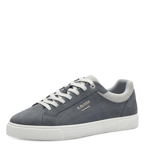 s.Oliver Herren Sneaker flach mit Schnürsenkeln Low Top, Blau (Blue Nubuck), 41 EU von s.Oliver