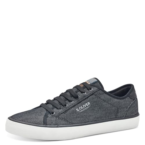 s.Oliver Herren Sneaker flach mit Schnürsenkeln Low Top, Schwarz (Black), 43 EU von s.Oliver