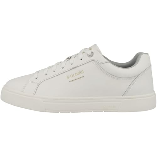 s.Oliver Herren Sneaker flach mit Schnürsenkeln Low Top, Weiß (White Uni), 41 EU von s.Oliver