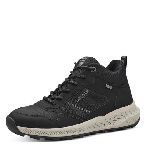 s.Oliver Herren Sneaker hoch mit Fütterung Wasserabweisend Freizeit, Schwarz (Black), 42 EU von s.Oliver