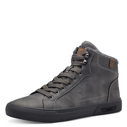 s.Oliver Herren Sneaker hoch mit Fütterung Winter Freizeit, Grau (Dark Grey), 45 EU von s.Oliver
