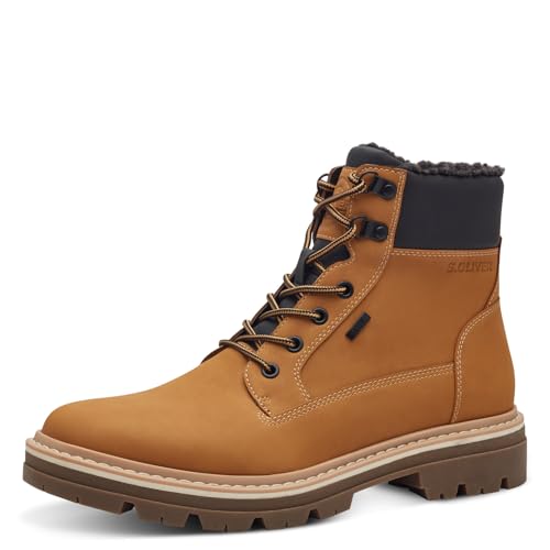 s.Oliver Herren Stiefel zum Schnüren Wasserabweisend Vegan, Braun (Corn), 41 EU von s.Oliver
