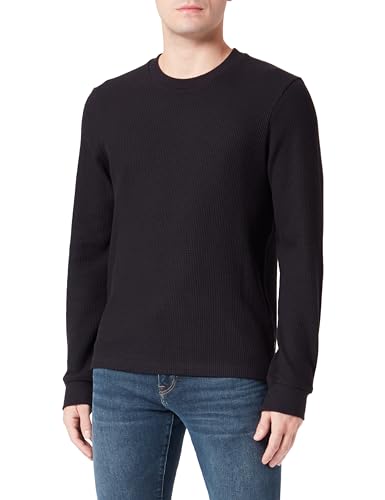 s.Oliver Herren Sweatshirt mit Waffelpiqué-Struktur Black, L von s.Oliver