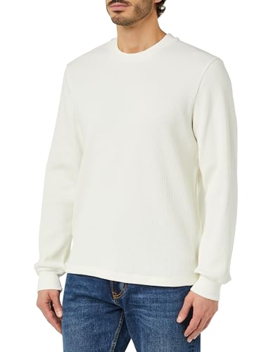 s.Oliver Herren Sweatshirt mit Waffelpiqué-Struktur White, L von s.Oliver