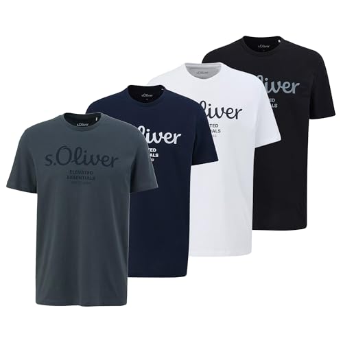 s.Oliver Herren T-Shirt 4er Pack - Baumwolle, Basic Rundhals mit Logoprint, Weiches Material, Bequemer Schnitt Mix1 2XL s.Oliver Herren T-Shirt 4er Pack - Baumwolle, Basic Rundhals mit Logoprint, Weiches Material, Bequemer Schnitt Mix1 2XL von s.Oliver