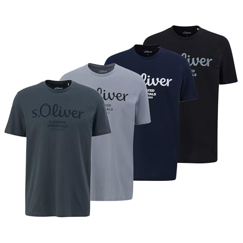 s.Oliver Herren T-Shirt 4er Pack - Baumwolle, Basic Rundhals mit Logoprint, Weiches Material, Bequemer Schnitt Mix4 XL s.Oliver Herren T-Shirt 4er Pack - Baumwolle, Basic Rundhals mit Logoprint, Weiches Material, Bequemer Schnitt Mix4 XL von s.Oliver