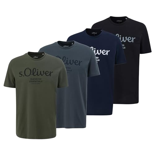 s.Oliver Herren T-Shirt 4er Pack - Baumwolle, Basic Rundhals mit Logoprint, Weiches Material, Bequemer Schnitt Mix5 L s.Oliver Herren T-Shirt 4er Pack - Baumwolle, Basic Rundhals mit Logoprint, Weiches Material, Bequemer Schnitt Mix5 L von s.Oliver