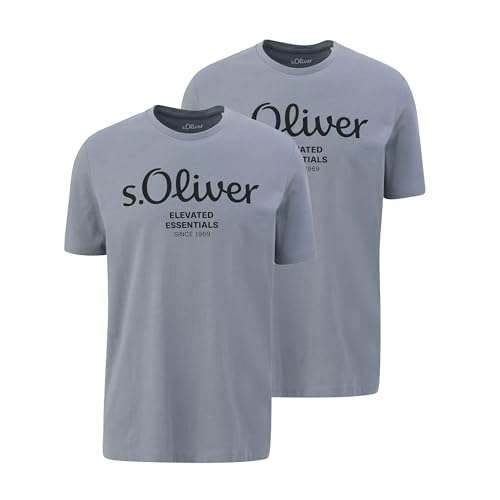 s.Oliver Herren T-Shirt Rundhals Kurzarm | 2er Pack (DE/NL/SE/PL, Alphanumerisch, M, Regular, Regular, grau) von s.Oliver
